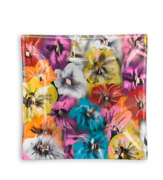 Large Glass Platter. Pansies Two Ways - AFRArt2U