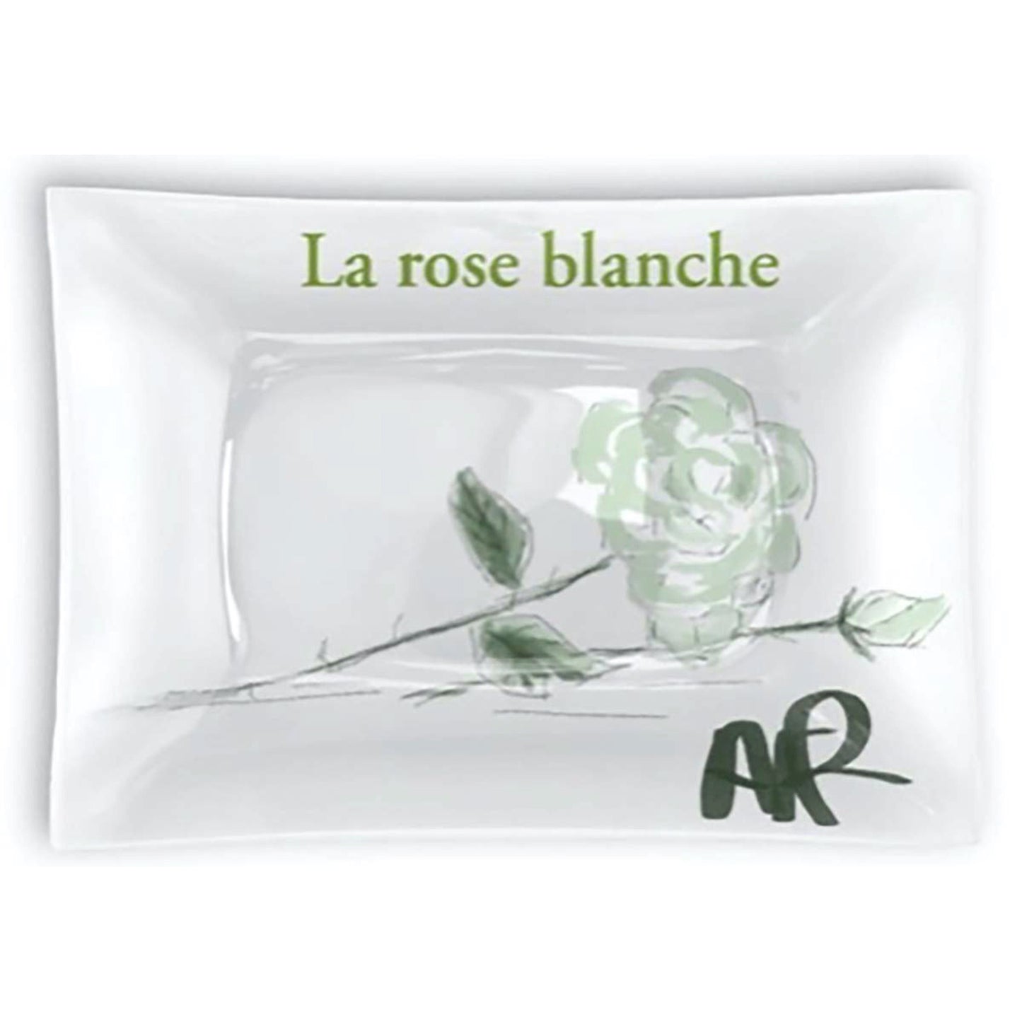 La Rose Blanche Rectangular Glass Tray - AFRArt2U