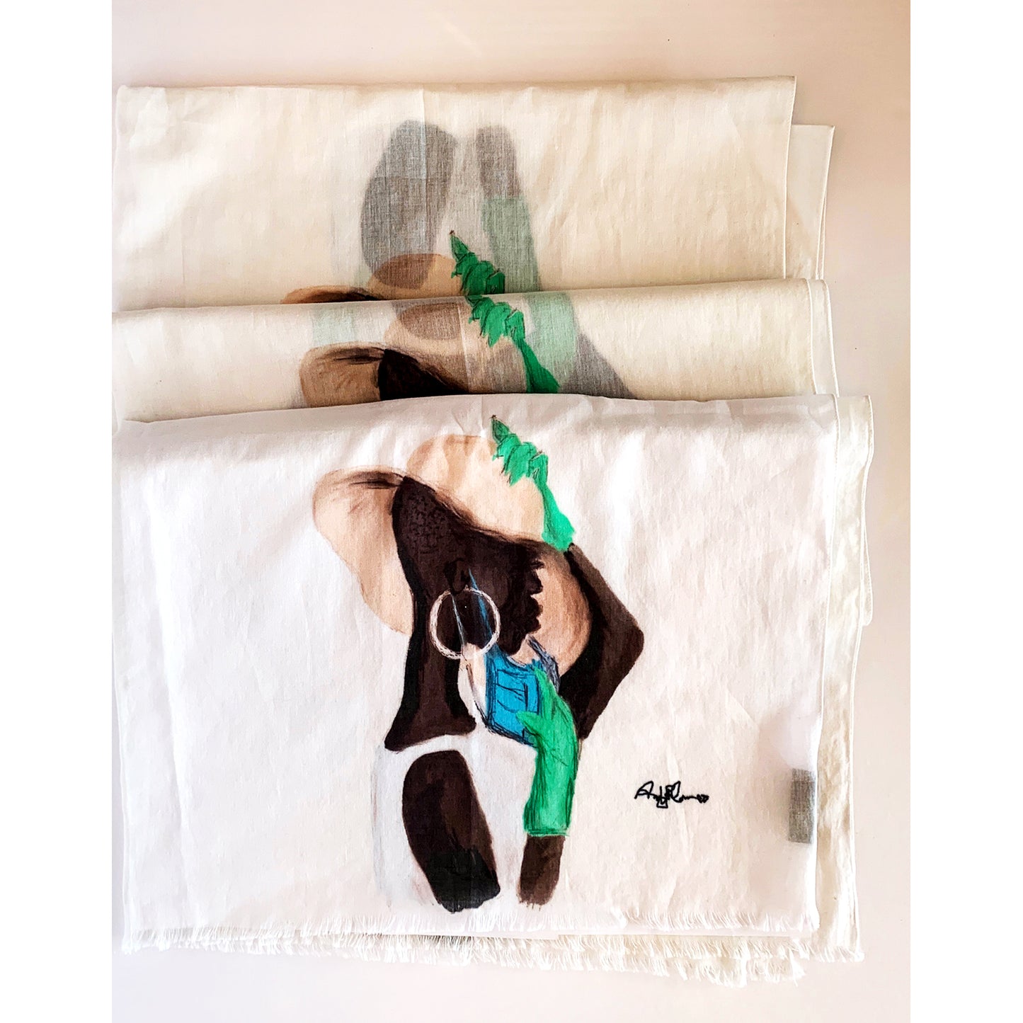 Woman with Hat and Gloves Scarf - AFRArt2U