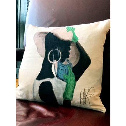 Woman with Hat and Gloves Pillow - AFRArt2U