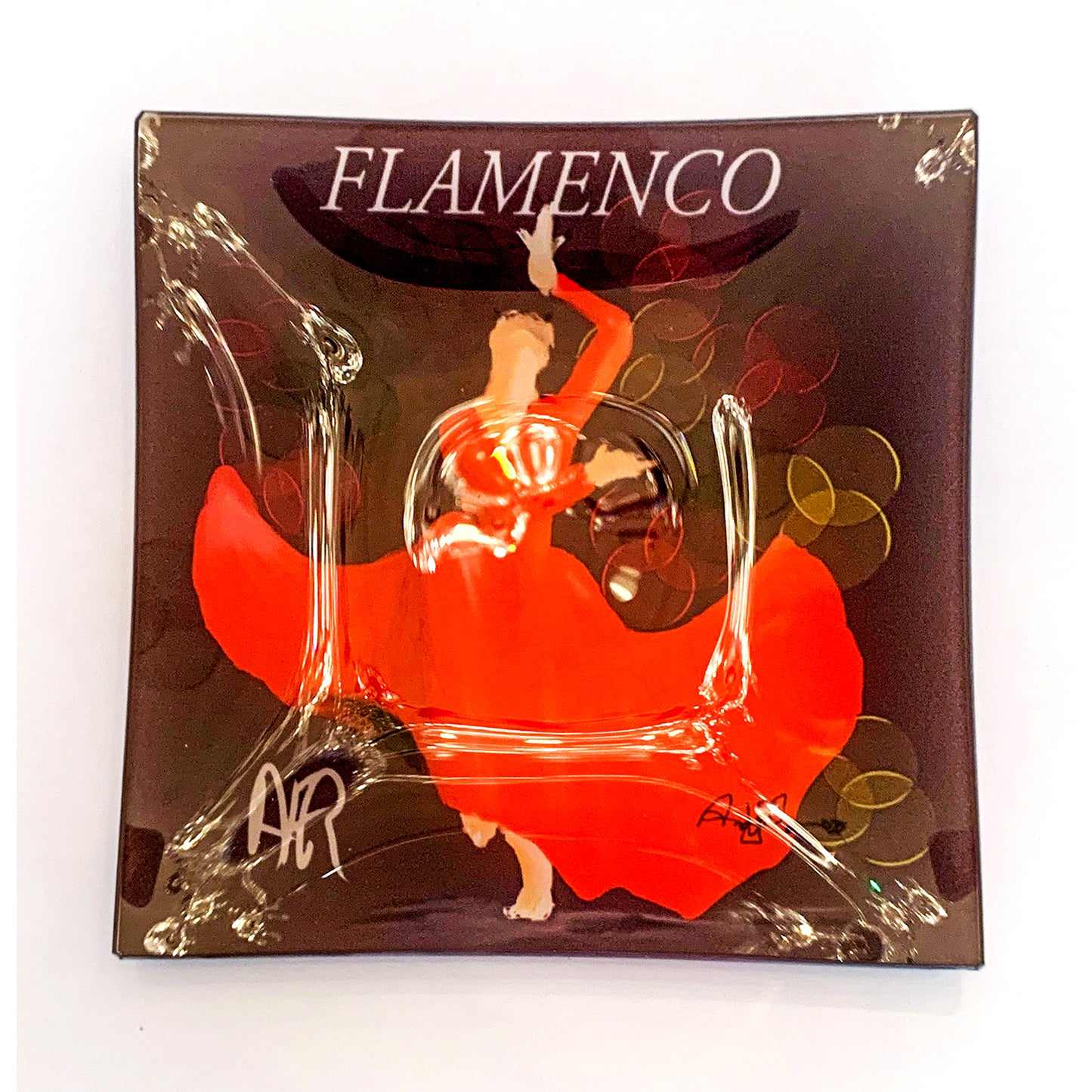 Flamenco Small Square Glass Plate - AFRArt2U
