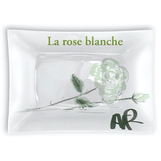 La Rose Blanche Rectangular Glass Tray - AFRArt2U